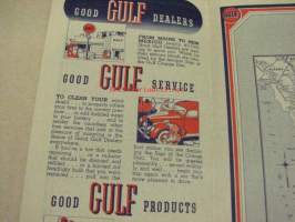 Gulf Oil western United States Info Map -huoltoasemaketjun USA:ssa jakama tiekartta