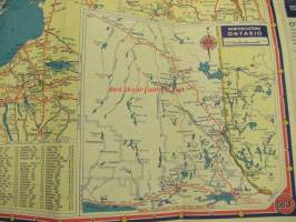 Gulf Oil Ontario, Quebec Info Map -huoltoasemaketjun USA:ssa jakama tiekartta