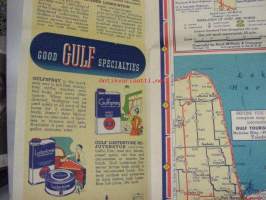 Gulf Oil Ontario, Quebec Info Map -huoltoasemaketjun USA:ssa jakama tiekartta