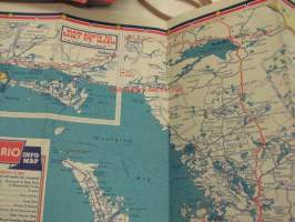 Gulf Oil Ontario, Quebec Info Map -huoltoasemaketjun USA:ssa jakama tiekartta