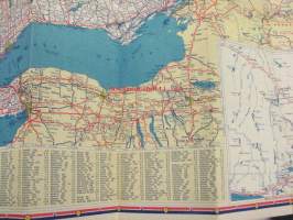 Gulf Oil Ontario, Quebec Info Map -huoltoasemaketjun USA:ssa jakama tiekartta