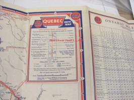 Gulf Oil Ontario, Quebec Info Map -huoltoasemaketjun USA:ssa jakama tiekartta