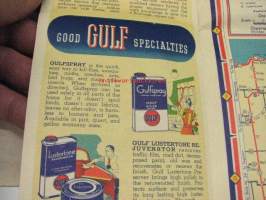 Gulf Oil Ontario, Quebec Info Map -huoltoasemaketjun USA:ssa jakama tiekartta