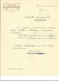 Grafia Oy Turku 1926   - firmalomake