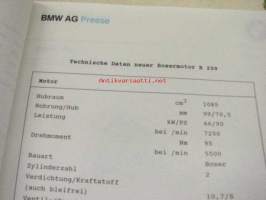 BMW Modelljahr 1993 Motorräder Presse -mallivuoden moottoripyörien lehdistökansio kuvineen
