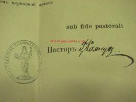 Cvidetelstvo o smerti / kuolintodistus Fridior Andrea Engelbert Molin, Pietari, marraskuu 1897, todistuksen laatinut Pastori Kajanus, Svedskoi
