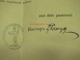 Cvidetelstvo o smerti / kuolintodistus Fridior Andrea Engelbert Molin, Pietari, marraskuu 1897, todistuksen laatinut Pastori Kajanus, Svedskoi