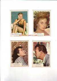 Filmitähtikuvia 4 kpl - Esther Williams, Susan Hayward, Gail Russell, Dennis O´Keefe