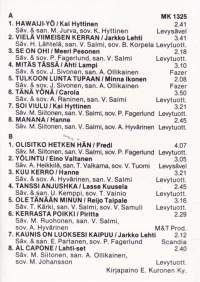 C-kasetti - Suosikkisävelet 1.(MK 1325).  Eri esittäjiä. Katso esittäjät/kappaleet kuvasta.