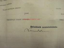Vapaa-lippuja (astutukseen) lehmälle &quot;ALKU&quot; sekarotua Uusitalon tila Koski Tl - lomake 1900-luvun alusta