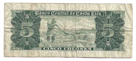 Costa Rica  5 Colones 1997 -  seteli
