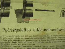 Sikkaus-, pertteli- ja langansisäänpanokoneota läkkitöihin (Peltitöihin) P. Sidorow Oy -myyntiesite