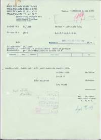 Meltolan  Kartano, Meijeri, Puu ja Tiili Turku 1949 - firmalomake