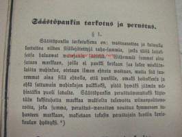 Marttilan Pitäjän, Kosken ja Karinaisten Kappelien Yhteisen Säästöpankin Säännöt / Säästökirja nr 28, Juho Juhonpoika Uusitalo, 1875 -harvinainen