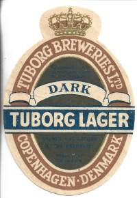 Dark Tuborg Lager olutetiketti