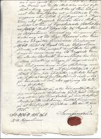 Vanha asiakirja 1835 Åbo vahasinetti asiakirja 4 sivua