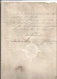 Vanha asiakirja 1897 Åbo sinetti ja veromerkki 10 mk asiakirja 3 sivua