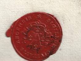 Veroleimapaperi 9 kop kohopainoleima  Kamreeri Gabr Borgström  Vesileimapaperi Tervakoski  vahasinetti  Åbo 1835 asiakirja