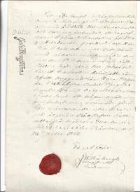 Veroleimapaperi 9 kop kohopainoleima  Kamreeri Gabr Borgström  Vesileimapaperi Tervakoski  vahasinetti  Åbo 1835 asiakirja