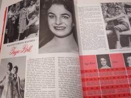 Me Naiset 1955 nr 7, Miss eurooppa Inga-Britt söderberg, Taiteilijakoti Yki &amp; Leena Nummi Lauttasaari, Anneli Sauli, Lemmikkilapsi?, Farmaseutti Annuli Holma...