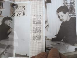 Me Naiset 1955 nr 7, Miss eurooppa Inga-Britt söderberg, Taiteilijakoti Yki &amp; Leena Nummi Lauttasaari, Anneli Sauli, Lemmikkilapsi?, Farmaseutti Annuli Holma...