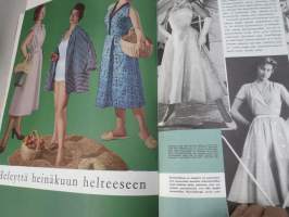 Me Naiset 1955 nr 7, Miss eurooppa Inga-Britt söderberg, Taiteilijakoti Yki &amp; Leena Nummi Lauttasaari, Anneli Sauli, Lemmikkilapsi?, Farmaseutti Annuli Holma...