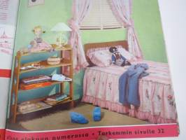 Me Naiset 1955 nr 7, Miss eurooppa Inga-Britt söderberg, Taiteilijakoti Yki &amp; Leena Nummi Lauttasaari, Anneli Sauli, Lemmikkilapsi?, Farmaseutti Annuli Holma...