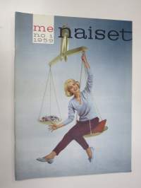 Me Naiset 1959 nr 1, Linnan juhlat (kuvat Caj Bremer), Veljekset Marko Tapio &amp; Kain Tapper, Lapin lapset koulutiellä - Utsjoki, Mitä nuoripari tarvitsee kaappeihinsa