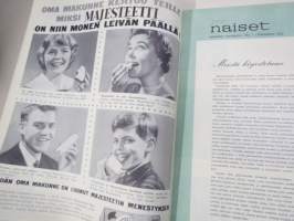 Me Naiset 1959 nr 1, Linnan juhlat (kuvat Caj Bremer), Veljekset Marko Tapio &amp; Kain Tapper, Lapin lapset koulutiellä - Utsjoki, Mitä nuoripari tarvitsee kaappeihinsa