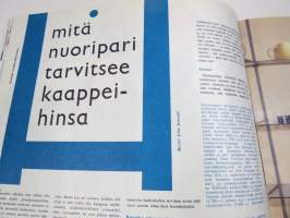 Me Naiset 1959 nr 1, Linnan juhlat (kuvat Caj Bremer), Veljekset Marko Tapio &amp; Kain Tapper, Lapin lapset koulutiellä - Utsjoki, Mitä nuoripari tarvitsee kaappeihinsa