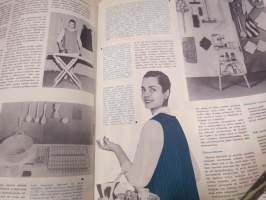 Me Naiset 1959 nr 1, Linnan juhlat (kuvat Caj Bremer), Veljekset Marko Tapio &amp; Kain Tapper, Lapin lapset koulutiellä - Utsjoki, Mitä nuoripari tarvitsee kaappeihinsa