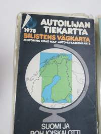 Autoilijan tiekartta 1978 Suomi ja Pohjoiskalotti - Finland och Nordkalotten - Finland and the North Calotte - Finland und Die Nordkalotte -kartta