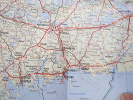 Autoilijan tiekartta Etelä-Suomi 1976 Bilistens vägkarta - Motoring Road Map - Auto-Strassenkarte södra-south-süd Finland