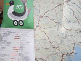 Autoilijan tiekartta Etelä-Suomi 1976 Bilistens vägkarta - Motoring Road Map - Auto-Strassenkarte södra-south-süd Finland