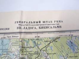 Генералный Штаб РККА, НВ. Ладога, Кякисалми Р-36-В, sodanaikainen kartta - Karjala-Laatokka-Käkisalmi, merkintä kynällä &quot;Luutnantti Lundstedt&quot; -sotasaaliskartta