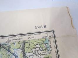 Генералный Штаб РККА, НВ. Ладога, Кякисалми Р-36-В, sodanaikainen kartta - Karjala-Laatokka-Käkisalmi, merkintä kynällä &quot;Luutnantti Lundstedt&quot; -sotasaaliskartta