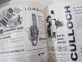 Metsäliiton viesti 1963 -sidottu vuosikerta, mm. koneellistumista, tuotantolaitoksia, moottorisahamainoksia, Kontio-Sisu AHT-51 ym.