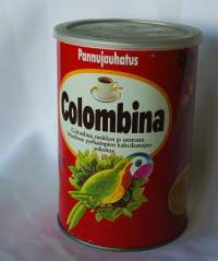 Colombina  -kahvipurkki  tyhjä tuotepakkaus peltiä 15x11 cm ennen viivakoodia