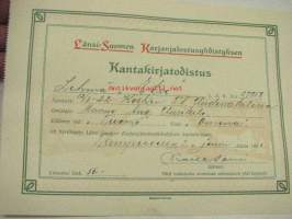 Länsi-Suomen Karjanjalostusyhdistyksen Kantakirjatodistus Lehmä &quot;Etsi&quot;, Koski Tl Uusitalo, 3.12.1930