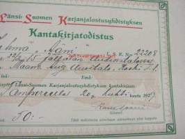 Länsi-Suomen Karjanjalostusyhdistyksen Kantakirjatodistus Lehmä &quot;Ääni&quot;, Koski Tl Uusitalo, 20.4.1929