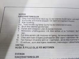 Solett Extra 5000 puutarhajyrsin -käyttöohjekirja / huolto-ohjekirja /  varaosaluettelo / Håndbok / Handbok / Håndbog