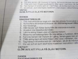 Solett Extra 5000 puutarhajyrsin -käyttöohjekirja / huolto-ohjekirja /  varaosaluettelo / Håndbok / Handbok / Håndbog