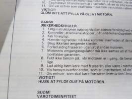 Solett Extra 5000 puutarhajyrsin -käyttöohjekirja / huolto-ohjekirja /  varaosaluettelo / Håndbok / Handbok / Håndbog
