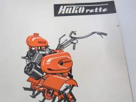 Hako Hakorette - super Hakomatic 4 &amp; 6 hv. puutarhatraktori, alkuperäinset saksankielinen Betriebsanleitung &amp; Ersatzrtteilliste sekä suomenkielinen käyttöohjekirja