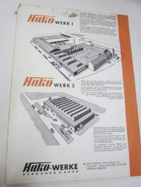 Hako Hakorette - super Hakomatic 4 &amp; 6 hv. puutarhatraktori, alkuperäinset saksankielinen Betriebsanleitung &amp; Ersatzrtteilliste sekä suomenkielinen käyttöohjekirja