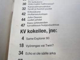 Koneviesti 1988 nr  5 - Kotieläinrakennusten tekniset kehitystarpeet, Same Explorer 80, Kolmen keskusliikkeen kevätkonepäivät, Valmet kannattavuuden puristuksessa,ym