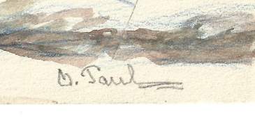 Oscar Paul, &quot;Talvinen kaupunki&quot; akvarelli signeerattu 14x17  cm kehystämätön
