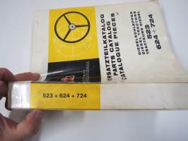 International Harvester IH 523, 624 + 724 Diesel Tractors Parts Catalog / Ersatzteilkatalog / Catalogue pices -traktori, varaosaluettelo