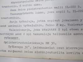 Belos yleistraktori mallit L (Gravely), IL-222, IL-222D + eri työvarusteet -käyttöohjekirja / operator´s manual in finnish