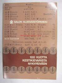 Salon aluesäästöpankki 1874-1974 100 vuotta - Kestikievarista nykypäivään